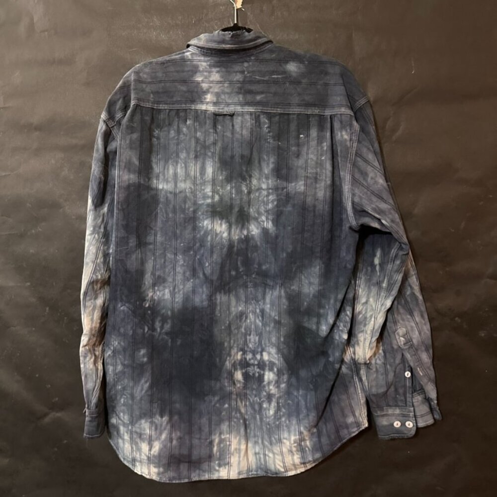 Grunge Banana Republic Shirt Button Up Collar Size Large Blue Tied Dyed Cotton - Picture 7 of 7